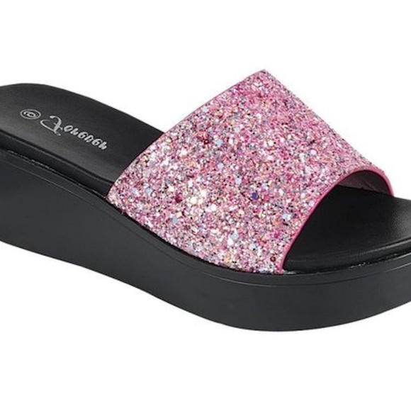 2/$25 SALE GLITTER SANDALS FLIP FLOPS SHOES PINK - Picture 3 of 4